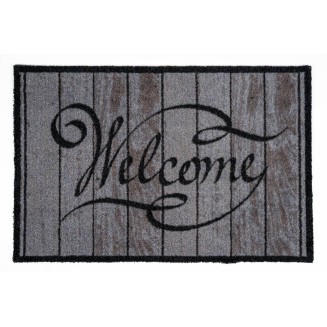 Πατάκι Εισόδου Μοκέτα με Αντιολισθητικό Υπόστρωμα Ambiance 315 Welcome Wood Classic Γκρι-Μαύρο 50x75εκ Πάχους 8mm Sdim