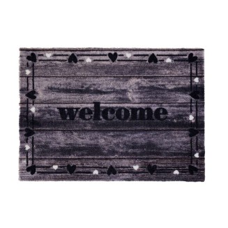 Sdim Πατάκι Εισόδου Μοκέτα με Αντιολισθητικό Υπόστρωμα Ambiance 805 Welcome Wood Hearts 50x75εκ. Πάχους 8mm