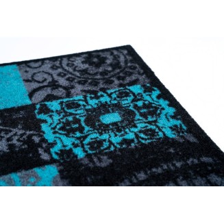 Πατάκι Εισόδου Μοκέτα με Αντιολισθητικό Υπόστρωμα Ambiance 913 Patchwork Turquoise 50x75εκ Πάχους 8mm Sdim