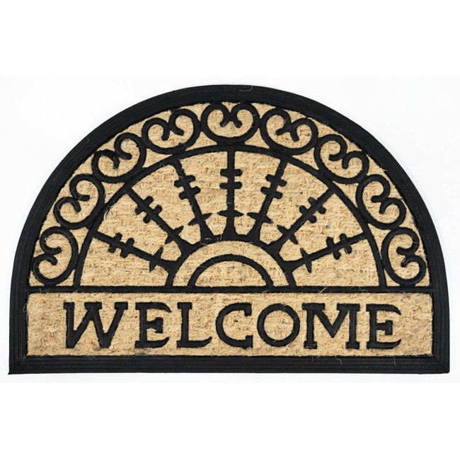 Sdim Ημικυκλικό Πατάκι Εισόδου από Κοκοφοίνικα  και Καουτσούκ με Αντιολισθητικό Υπόστρωμα Boucara 083 Welcome HR  40x60εκ.