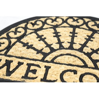 Ημικυκλικό Πατάκι Εισόδου από Κοκοφοίνικα  και Καουτσούκ με Αντιολισθητικό Υπόστρωμα Boucara 083 Welcome HR  40x60εκ Sdim