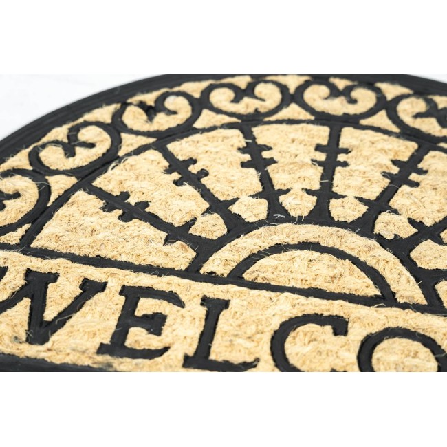 Sdim Ημικυκλικό Πατάκι Εισόδου από Κοκοφοίνικα  και Καουτσούκ με Αντιολισθητικό Υπόστρωμα Boucara 083 Welcome HR  40x60εκ.