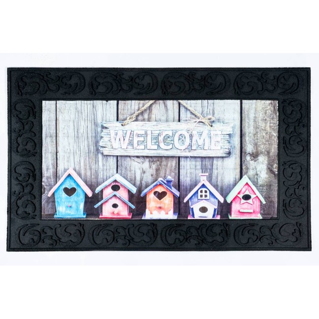 Sdim Αντιολισθητικό Πατάκι Εισόδου Venga 001 Birdhouses Welcome 45x75εκ. Πάχους 6mm