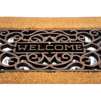 Πατάκι Εισόδου από Κοκοφοίνικα  και Καουτσούκ με Αντιολισθητικό Υπόστρωμα Mathara 002 Welcome Natural 45x75εκ Sdim