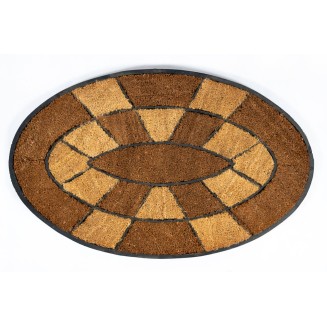 Οβάλ Πατάκι Εισόδου από Κοκοφοίνικα  και Καουτσούκ με Αντιολισθητικό Υπόστρωμα Indian 002 Oval 60x90εκ Sdim