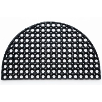 Ημικυκλικό Αντιολισθητικό Πατάκι Εισόδου από Καουτσούκ Domino Black HR 45x75εκ Πάχους 22mm Sdim