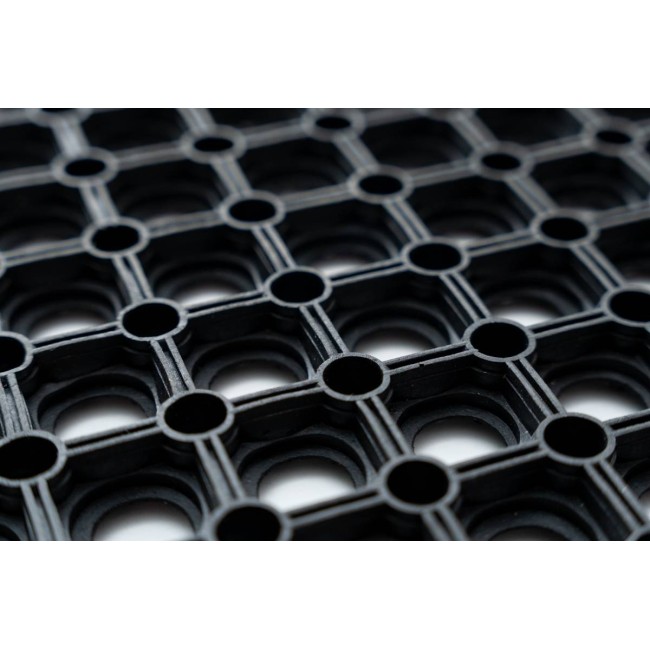 Sdim Ημικυκλικό Αντιολισθητικό Πατάκι Εισόδου από Καουτσούκ Domino Black HR 45x75εκ. Πάχους 22mm