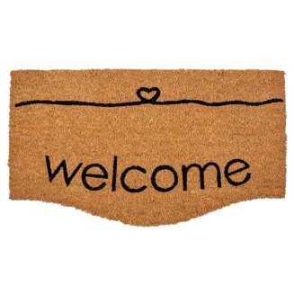 Ημικυκλικό Πατάκι Εισόδου από Κοκοφοίνικα με Αντιολισθητικό Υπόστρωμα Trend Curve 807 Welcome Heart 40x70εκ Sdim