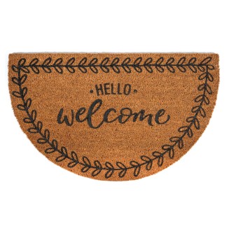 Ημικυκλικό Πατάκι Εισόδου από Κοκοφοίνικα με Αντιολισθητικό Υπόστρωμα Finesse 475 Flower Hello Welcome 45x75εκ Sdim