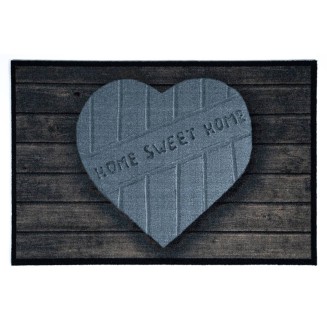 Πατάκι Εισόδου Μοκέτα με Αντιολισθητικό Υπόστρωμα Mondial 003 Heart Home Sweet Home Μαύρο-Γκρι 50x75εκ Sdim