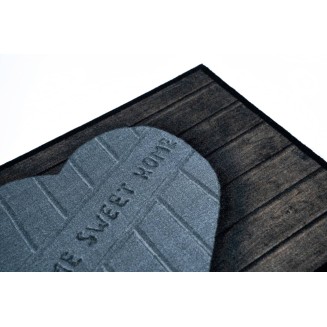 Πατάκι Εισόδου Μοκέτα με Αντιολισθητικό Υπόστρωμα Mondial 003 Heart Home Sweet Home Μαύρο-Γκρι 50x75εκ Sdim