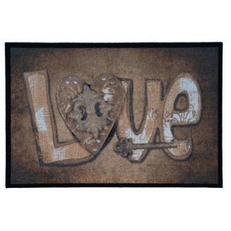 Πατάκι Εισόδου Μοκέτα με Αντιολισθητικό Υπόστρωμα Mondial 005 Love Καφέ 50x75εκ Πάχους 8mm Sdim