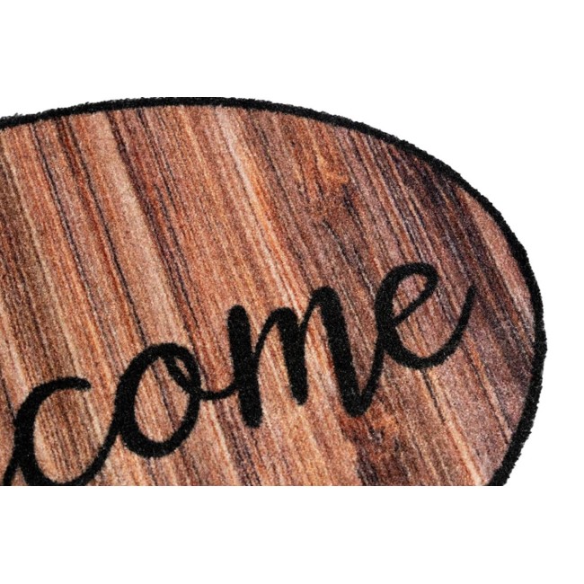 Sdim Οβάλ Πατάκι Εισόδου Μοκέτα με Αντιολισθητικό Υπόστρωμα Prestige Shape 006 Welcome Wood Καφέ 50x75εκ.