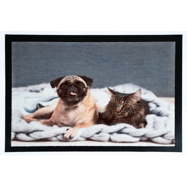 Sdim Πατάκι Εισόδου Μοκέτα με Αντιολισθητικό Υπόστρωμα Image 012 Cat Dog 40x40εκ. Πάχους 6mm