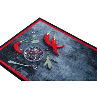 Πατάκι Κουζίνας με Αντιολισθητικό Υπόστρωμα Cook & Wash 125 Spicy Kitchen Ανθρακί/Κόκκινο 50x150εκ Sdim