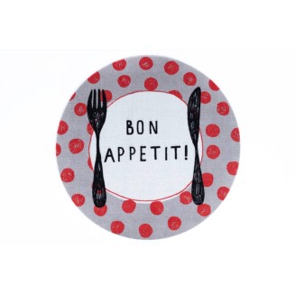 Στρογγυλό Πατάκι Κουζίνας με Αντιολισθητικό Υπόστρωμα Cook & Wash 401 Red Dots Bon Appetit Γκρί/Κόκκινο Φ67εκ Sdim