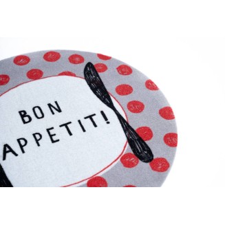 Στρογγυλό Πατάκι Κουζίνας με Αντιολισθητικό Υπόστρωμα Cook & Wash 401 Red Dots Bon Appetit Γκρί/Κόκκινο Φ67εκ Sdim