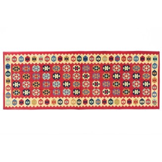 Βαμβακερό Πατάκι Κουζίνας Με Αντιολισθητικό Υπόστρωμα Kilim 003 Κόκκινο/Κίτρινο 50x140εκ Sdim