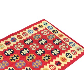 Βαμβακερό Πατάκι Κουζίνας Με Αντιολισθητικό Υπόστρωμα Kilim 003 Κόκκινο/Κίτρινο 50x140εκ Sdim