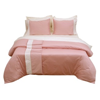 Παπλωματοθήκη Με Φάσα Υπέρδιπλη 220x240 Anna Riska Luxury Bicolour Blush Pink/Ivory