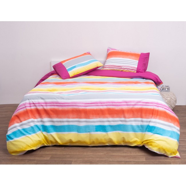 Σετ Παπλωματοθήκη Υπέρδιπλη 220x240 Τέμπερα Πορτοκαλί