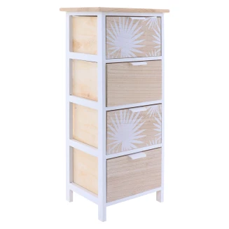 Συρταριέρα MDF Με 4 Συρτάρια 37.5x27.5x86cm Μπεζ με Σχέδιο MRShome