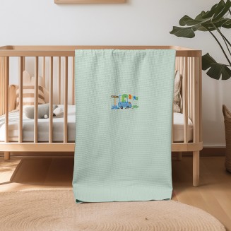 Κουβέρτα Πικέ Αγκαλιάς 80x110 Adam Home Dinosauros Green