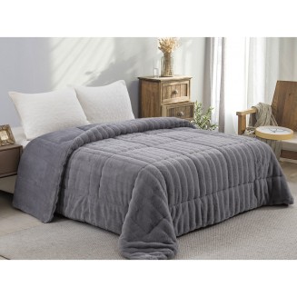 Κουβερτοπάπλωμα Γούνα-Flannel Υπέρδιπλο 220x240 Adam Home 920 Grey