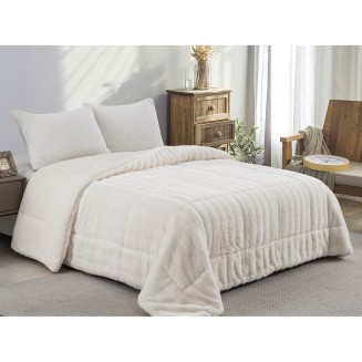 Κουβερτοπάπλωμα Γούνα-Flannel Υπέρδιπλο 220x240 Adam Home 920 White