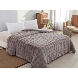 Κουβερτοπάπλωμα Γούνα-Flannel Υπέρδιπλο 220x240 Adam Home Grey
