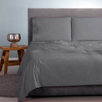 Σεντόνια Σετ Γίγας 260x265 Aslanis Home Satin Plain (122 Ultimate Grey) Γκρί