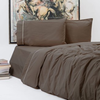 Σεντόνια Σετ Υπέρδιπλα 240x270 Aslanis Home Νew Solid 300+ (Café Au Lait) Καφέ