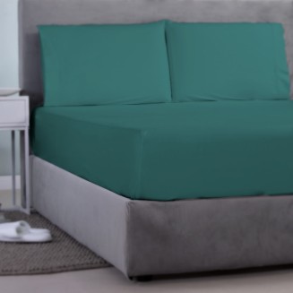 Σεντόνι Μεμονωμένο Με Λάστιχο Υπέρδιπλο 160x200+35 Aslanis Home Satin Ρlain (154 Emerald Spring) Πράσινο