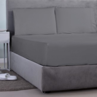 Σεντόνι Μεμονωμένο Με Λάστιχο Γίγας 180x200+30 Aslanis Home Satin Ρlain (122 Ultimate Grey) Γκρί