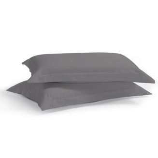 Μαξιλαροθήκες Σετ 2 Τεμαχίων 50x70+5 Aslanis Home Satin Plain (82 Cool Grey) Γκρί Σκούρο
