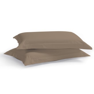 Μαξιλαροθήκες Σετ 2 Τεμαχίων 50x70+5 Aslanis Home Satin Plain (627 Κhaκi) Καφέ-Λαδί