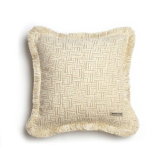 Διακοσμητική Μαξιλαροθήκη 45x45 Aslanis Home New Maze Άμμου (1) Τrimming Σενίλ Ζακάρ
