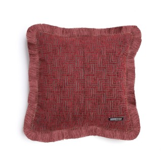Διακοσμητική Μαξιλαροθήκη 45x45 Aslanis Home New Maze Μπορντό (21) Τrimming Σενίλ Ζακάρ