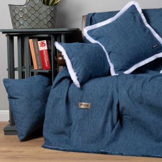 Ριχτάρι Διθέσιο 180x250 Aslanis Home Four Seasons Μπλέ Τζίν (9) Σενίλ