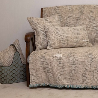 Ριχτάρι Τετραθέσιο 180x350 Aslanis Home Ismaros Μπέζ-Πετρόλ (1) Σενίλ Ζακαρ