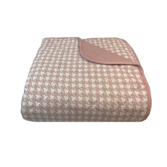 Κουβερλί Υπέρδιπλο 220x240 Astron Italy Pied De Poule Dusty Rose