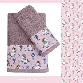 Πετσέτες Παιδικές Σετ 2 Τεμαχίων Astron Italy Boho Unicorn