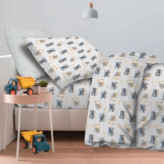 Σεντόνια Σετ Παιδικά Μονά Με Λάστιχο 105x200+30 Astron Italy Trucks