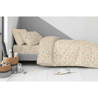 Κουβερλί Σετ Μονό 160×250 Astron Italy Παιδικό Με Σεντόνι Και 1 Μαξιλαροθήκη Boho Animals