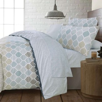Σεντόνια Σετ King Size Με Λάστιχο 180x200+35 Espree Geo Blue