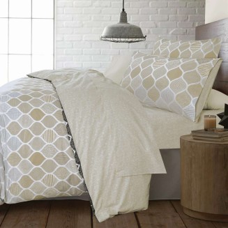 Σεντόνια Σετ Μονά Με Λάστιχο 100x200+35 Espree Geo Beige