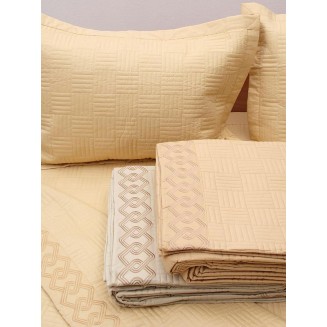 Κουβερλί Σετ Υπέρδιπλο (220x240) Sunshine Percale Κεντητό Yellow