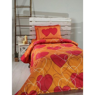 Σεντόνια Σετ Μονό 165x270 Sunshine Cotton Feelings Εμπριμέ 910 Orange