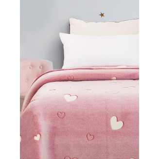 Κουβέρτα Αγκαλιάς 80x90 Sunshine Φωσφοριζέ Hearts Pink