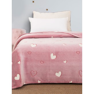 Κουβέρτα Κούνιας 110x140 Sunshine Φωσφοριζέ Hearts Pink